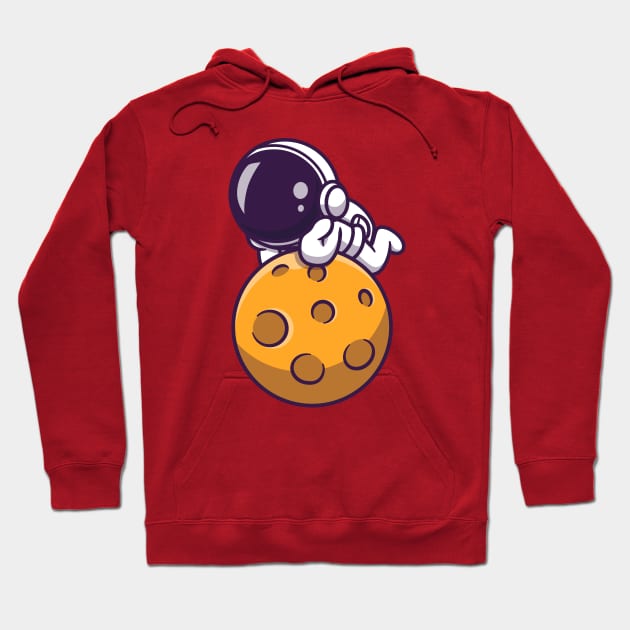 Cute Astronaut Lay On Moon Hoodie by Catalyst Labs